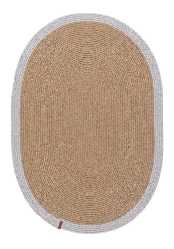 TEPPI 9020116 gulvtppe, oval - natur og gr bomuld (80x120)