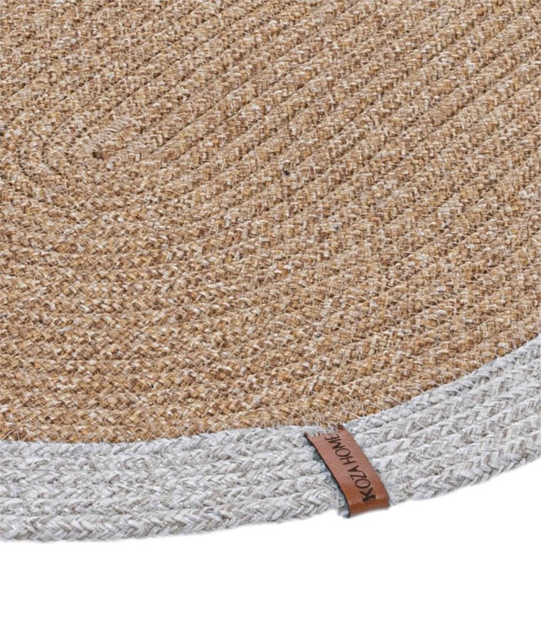 TEPPI 9020116 gulvtppe, oval - natur og gr bomuld (80x120)