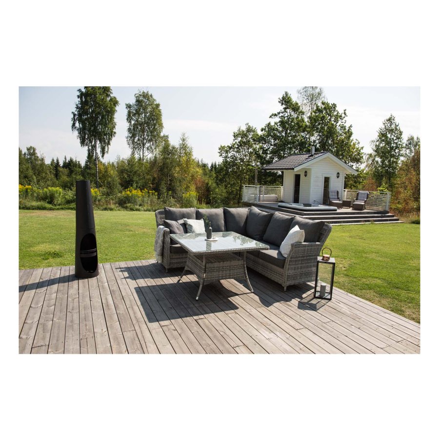 VENTURE DESIGN Vikelund hjrne havesofa m. gr hynder - gr rattan og aluminium