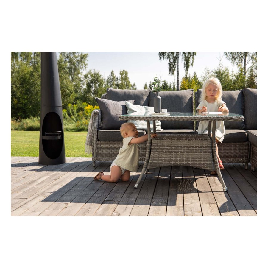 VENTURE DESIGN Vikelund hjrne havesofa m. gr hynder - gr rattan og aluminium