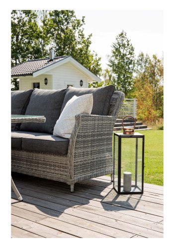 VENTURE DESIGN Vikelund hjrne havesofa m. gr hynder - gr rattan og aluminium