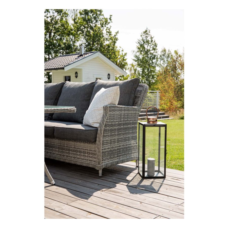 VENTURE DESIGN Vikelund hjrne havesofa m. gr hynder - gr rattan og aluminium