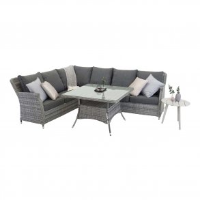 VENTURE DESIGN Vikelund hjrne havesofa m. gr hynder - gr rattan og aluminium