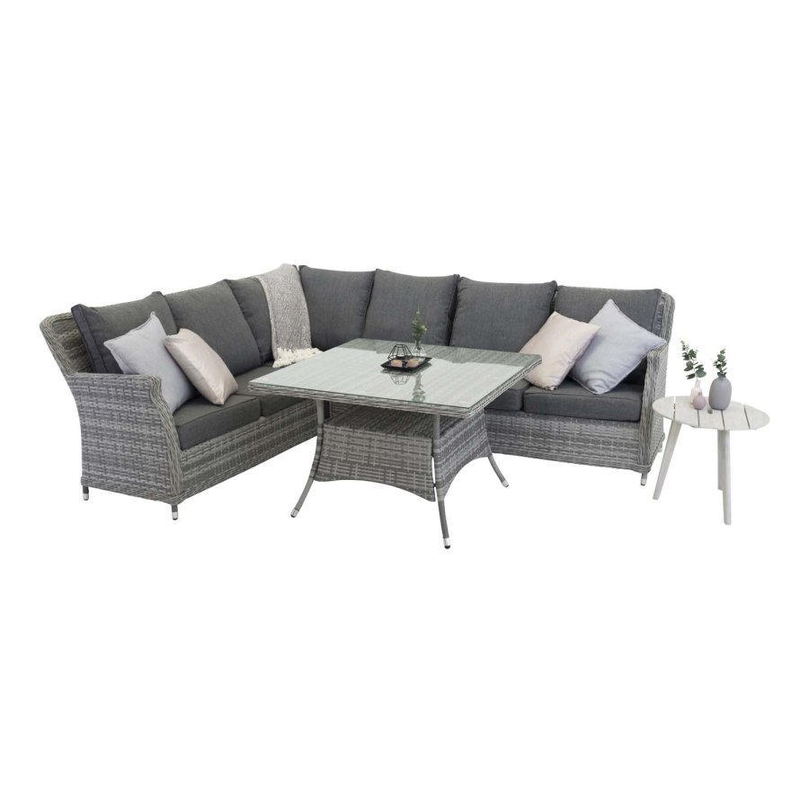 VENTURE DESIGN Vikelund hjrne havesofa m. gr hynder - gr rattan og aluminium