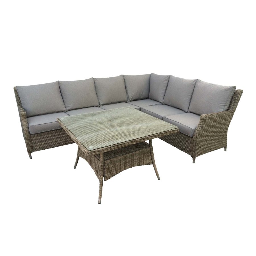 VENTURE DESIGN Vikelund hjrne havesofa m. sand hynder - natur rattan og aluminium
