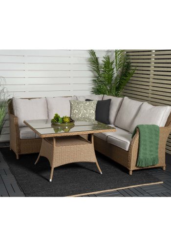 VENTURE DESIGN Vikelund hjrne havesofa m. sand hynder - natur rattan og aluminium