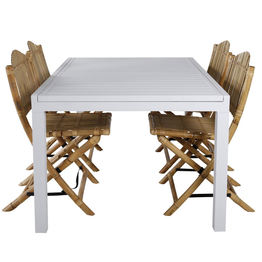 VENTURE DESIGN Cane foldestol til haven, m. hynde - gr stof, natur bambus og rattan