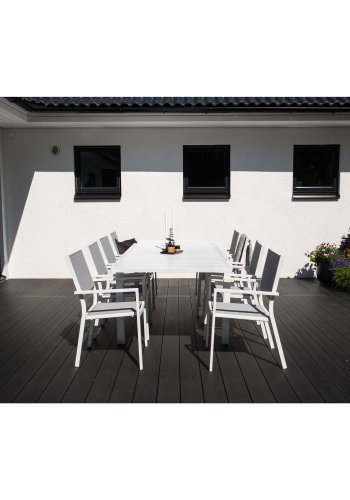 VENTURE DESIGN rektangulr Marbella havebord m. udtrk - hvid aluminium 