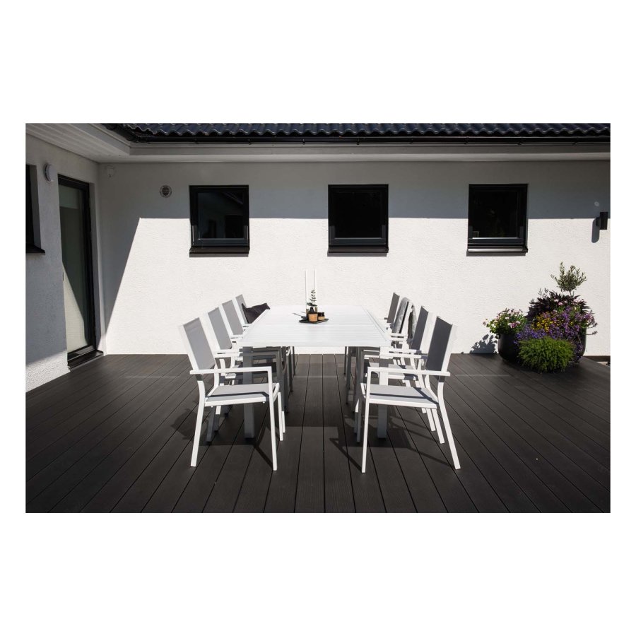 VENTURE DESIGN rektangulr Marbella havebord m. udtrk - hvid aluminium 