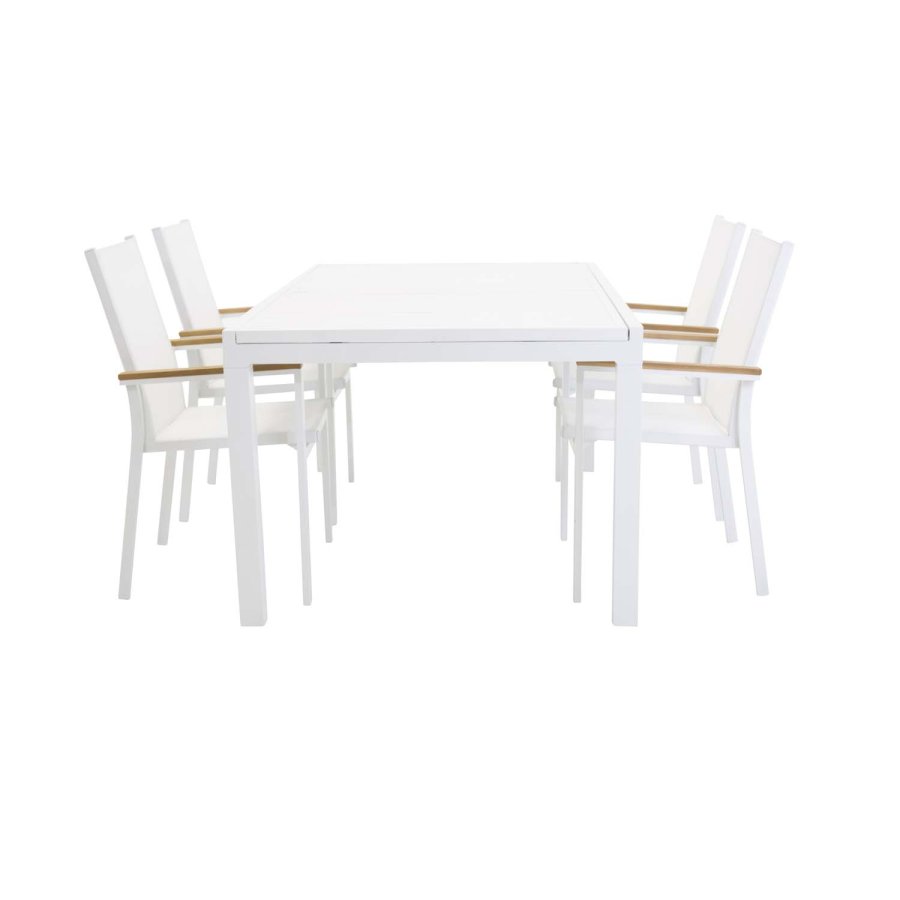 VENTURE DESIGN rektangulr Marbella havebord m. udtrk - hvid aluminium 