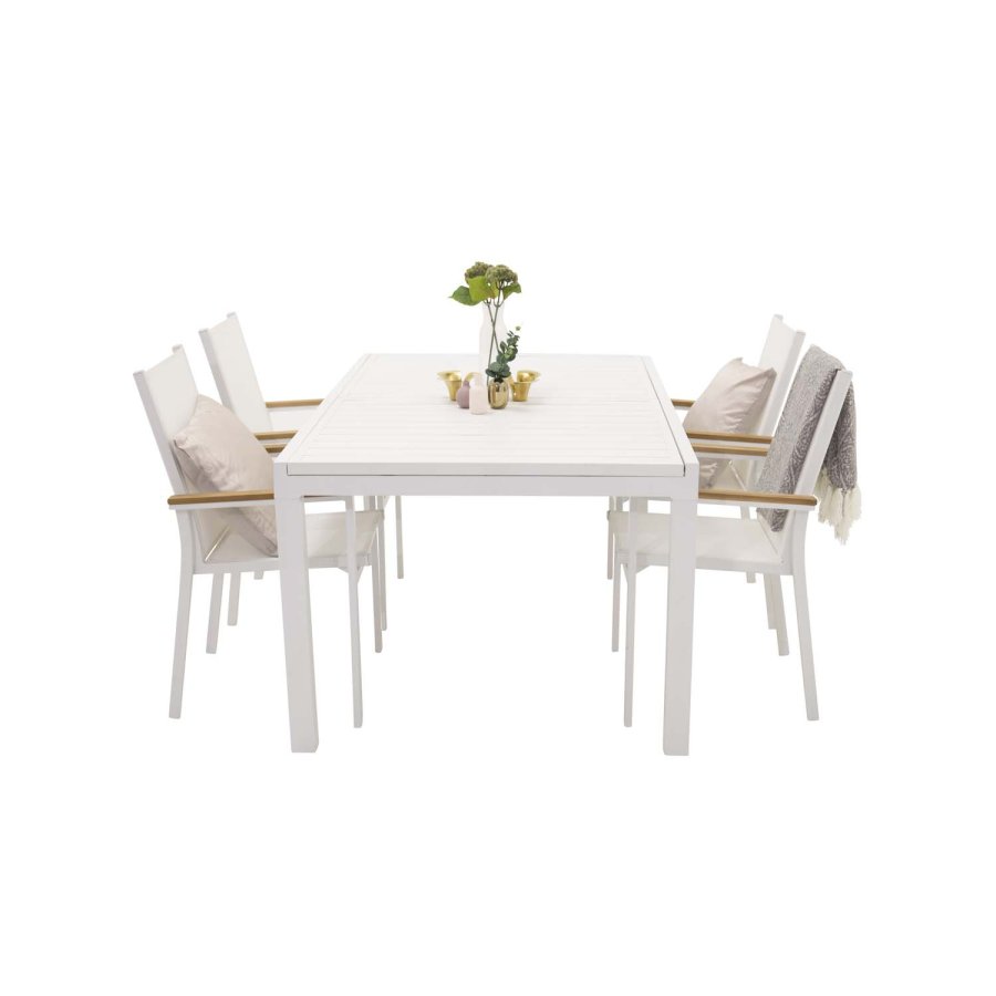 VENTURE DESIGN rektangulr Marbella havebord m. udtrk - hvid aluminium 