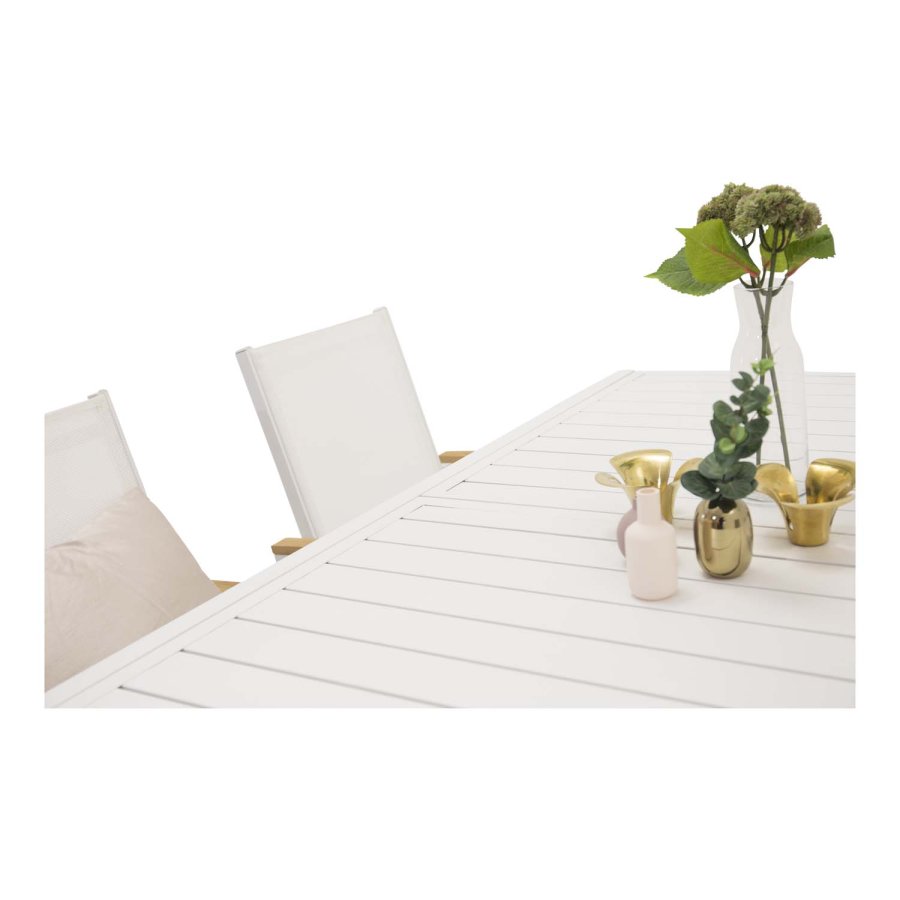 VENTURE DESIGN rektangulr Marbella havebord m. udtrk - hvid aluminium 