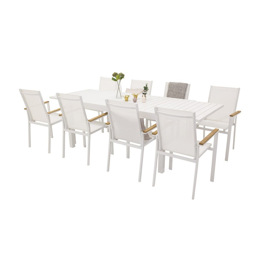 VENTURE DESIGN rektangulr Marbella havebord m. udtrk - hvid aluminium 