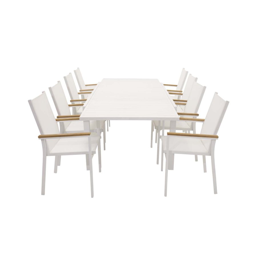 VENTURE DESIGN rektangulr Marbella havebord m. udtrk - hvid aluminium 