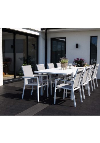 VENTURE DESIGN rektangulr Marbella havebord m. udtrk - hvid aluminium 