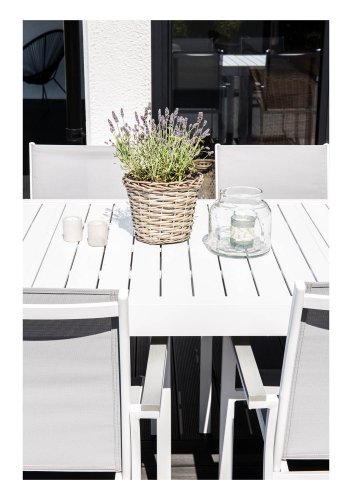 VENTURE DESIGN rektangulr Marbella havebord m. udtrk - hvid aluminium 