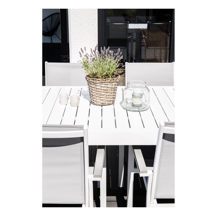 VENTURE DESIGN rektangulr Marbella havebord m. udtrk - hvid aluminium 