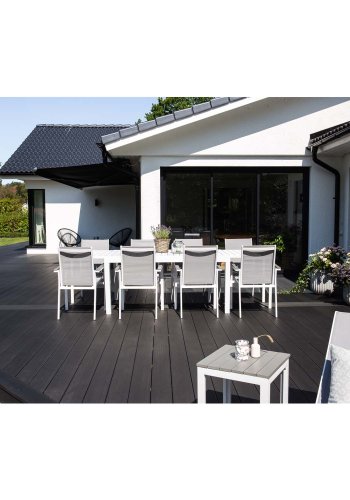 VENTURE DESIGN rektangulr Marbella havebord m. udtrk - hvid aluminium 