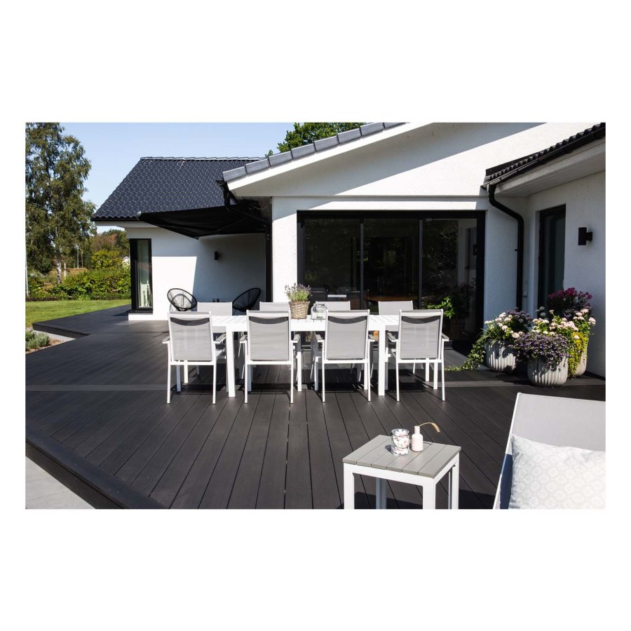 VENTURE DESIGN rektangulr Marbella havebord m. udtrk - hvid aluminium 