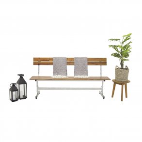 VENTURE DESIGN rektangulr Lie havebnk m. rygln - natur akacietr og slv stl 