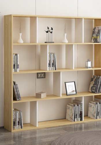 NORDVÄRK Hodbi bogreol - natur og hvid melamin