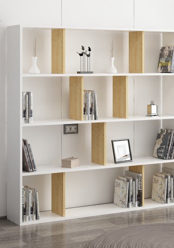 NORDVÄRK Hodbi bogreol - natur og hvid melamin