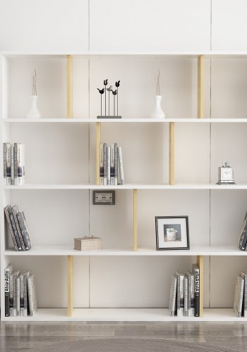 NORDVÄRK Hodbi bogreol - natur og hvid melamin