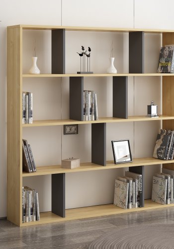 NORDVÄRK Hodbi bogreol - natur og antrcitgr melamin
