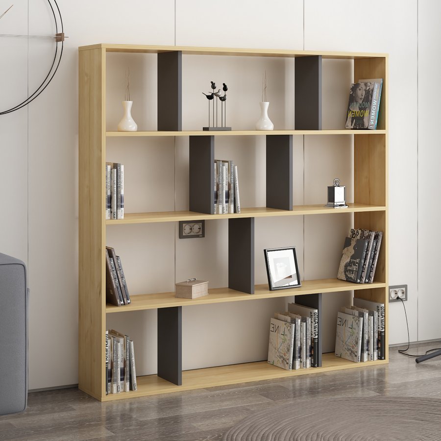 NORDVÄRK Hodbi bogreol - natur og antrcitgr melamin