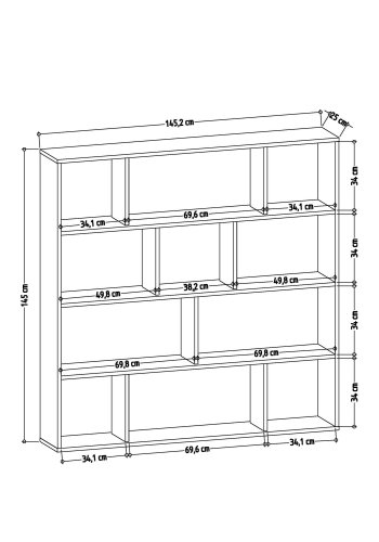 NORDVÄRK Hodbi bogreol - natur og antrcitgr melamin
