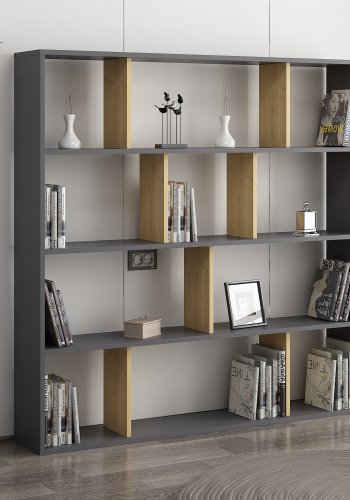 NORDVÄRK Hodbi bogreol - natur og antrcitgr melamin