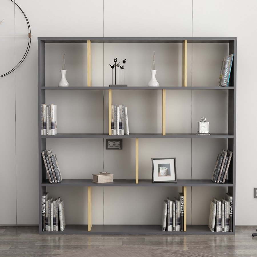 NORDVÄRK Hodbi bogreol - natur og antrcitgr melamin