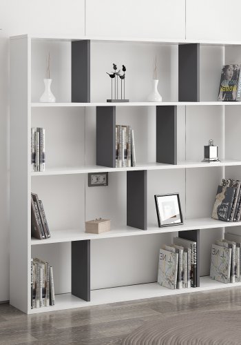 NORDVÄRK Hodbi bogreol - hvid og antracitgr melamin