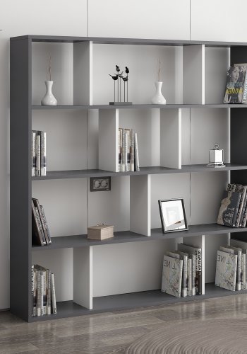 NORDVÄRK Hodbi bogreol - hvid og antracitgr melamin