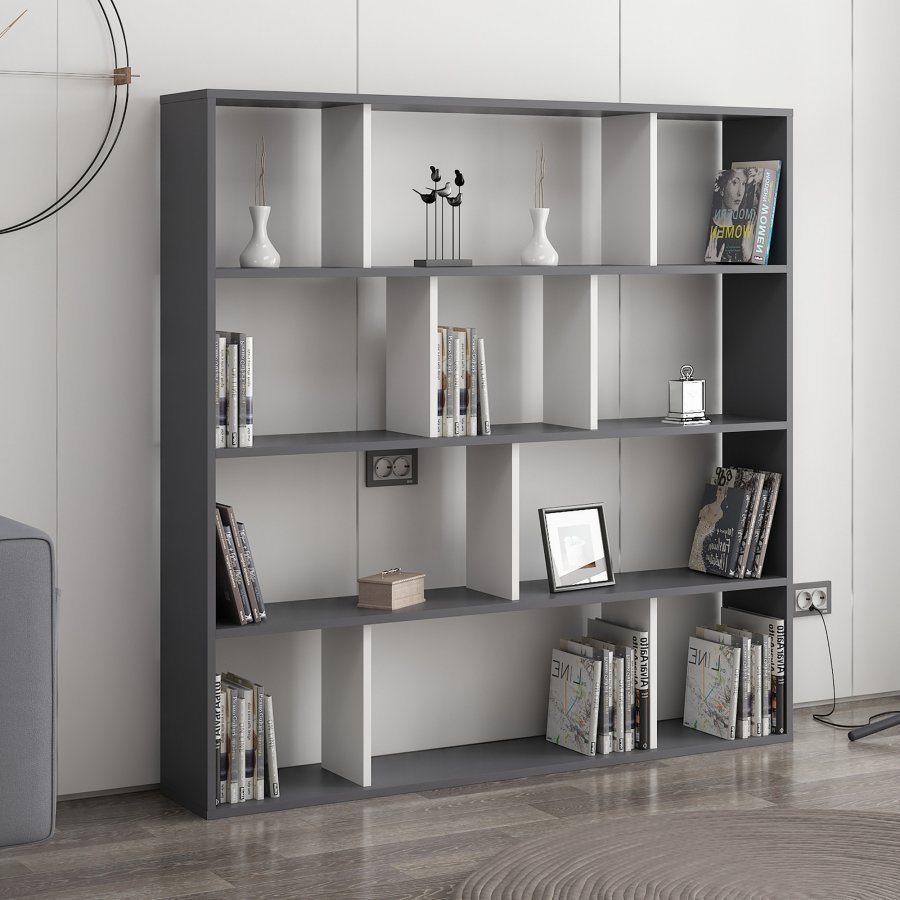 NORDVÄRK Hodbi bogreol - hvid og antracitgr melamin