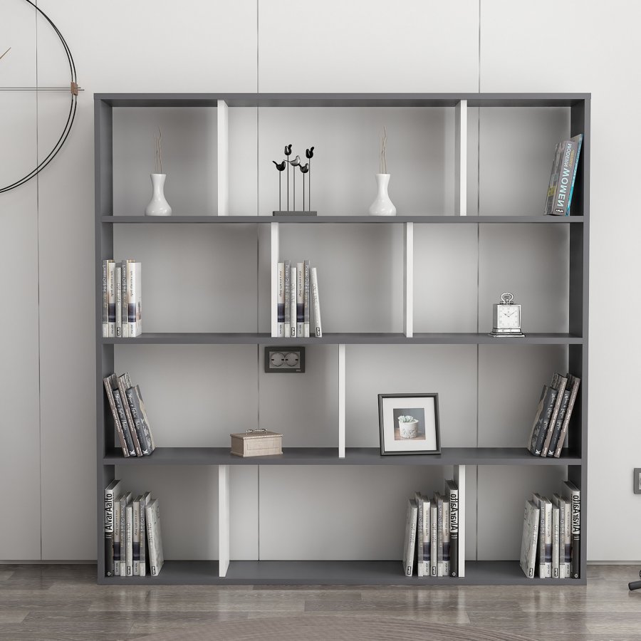NORDVÄRK Hodbi bogreol - hvid og antracitgr melamin