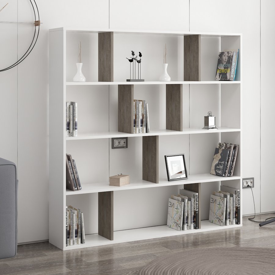 NORDVÄRK Hodbi bogreol - hvid og wenge melamin