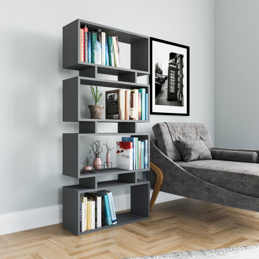 NORDVÄRK Langdon bogreol - antracitgr melamin