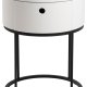 ACT NORDIC Polo natbord, m. 1 skuffe, rund - hvid MDF og sort stl (40)