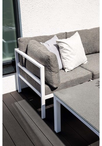 VENTURE DESIGN Copacabana Lyx - hjrne modul - gr hynder og hvid aluminium