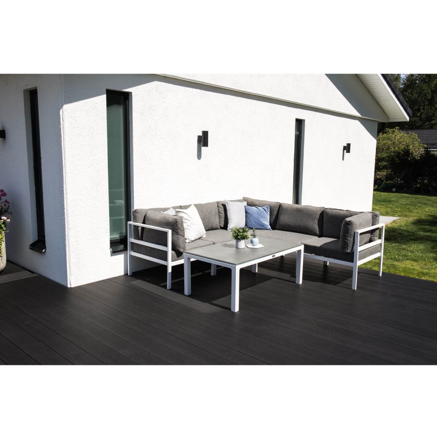 VENTURE DESIGN Copacabana Lyx - hjrne modul - gr hynder og hvid aluminium