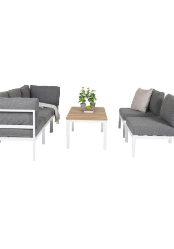 VENTURE DESIGN rektangulr Brasilia havebord - natur teaktr og hvid aluminium (110x60)