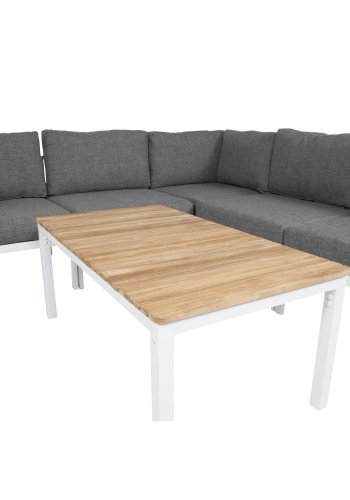 VENTURE DESIGN rektangulr Brasilia havebord - natur teaktr og hvid aluminium (110x60)