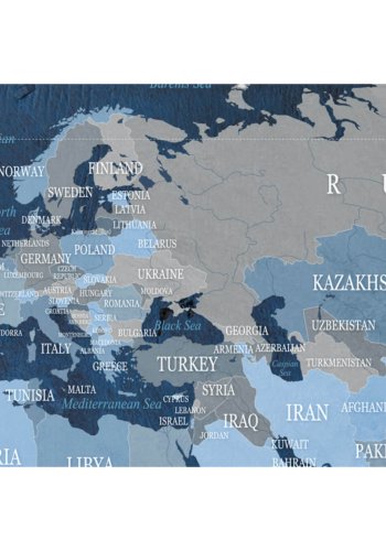 ARTGEIST Dark Blue World verdenskort billede - mrkebl/brun print p kork (flere strrelser)