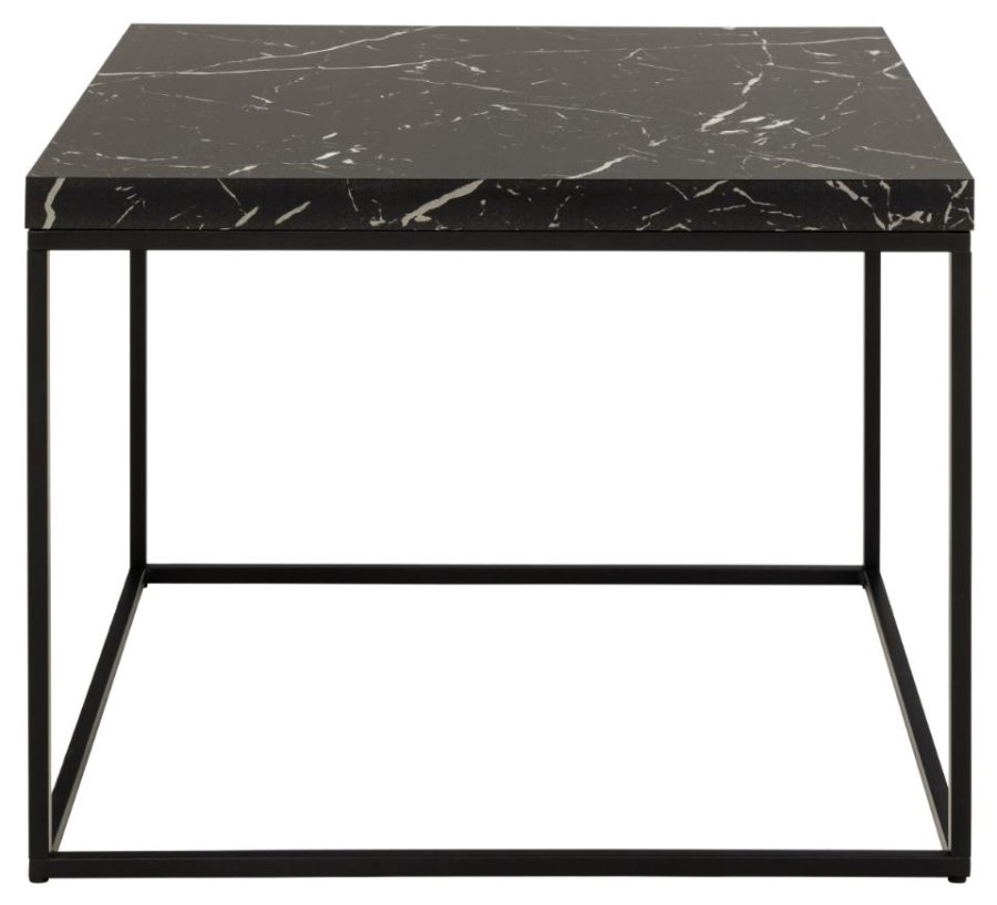 ACT NORDIC Barossa sofabord, kvadratisk - sort papir Marquina marmorlook og sort stl (60x60)