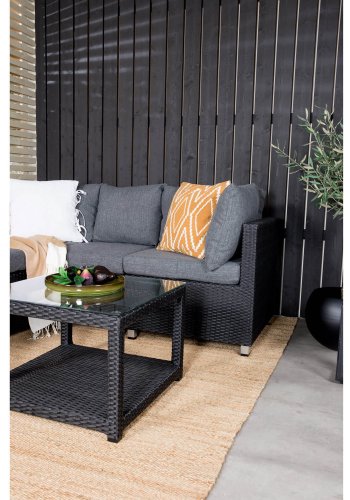 VENTURE DESIGN Vamos modul sofast - gr hynder, glas, sort polyrattan og aluminium