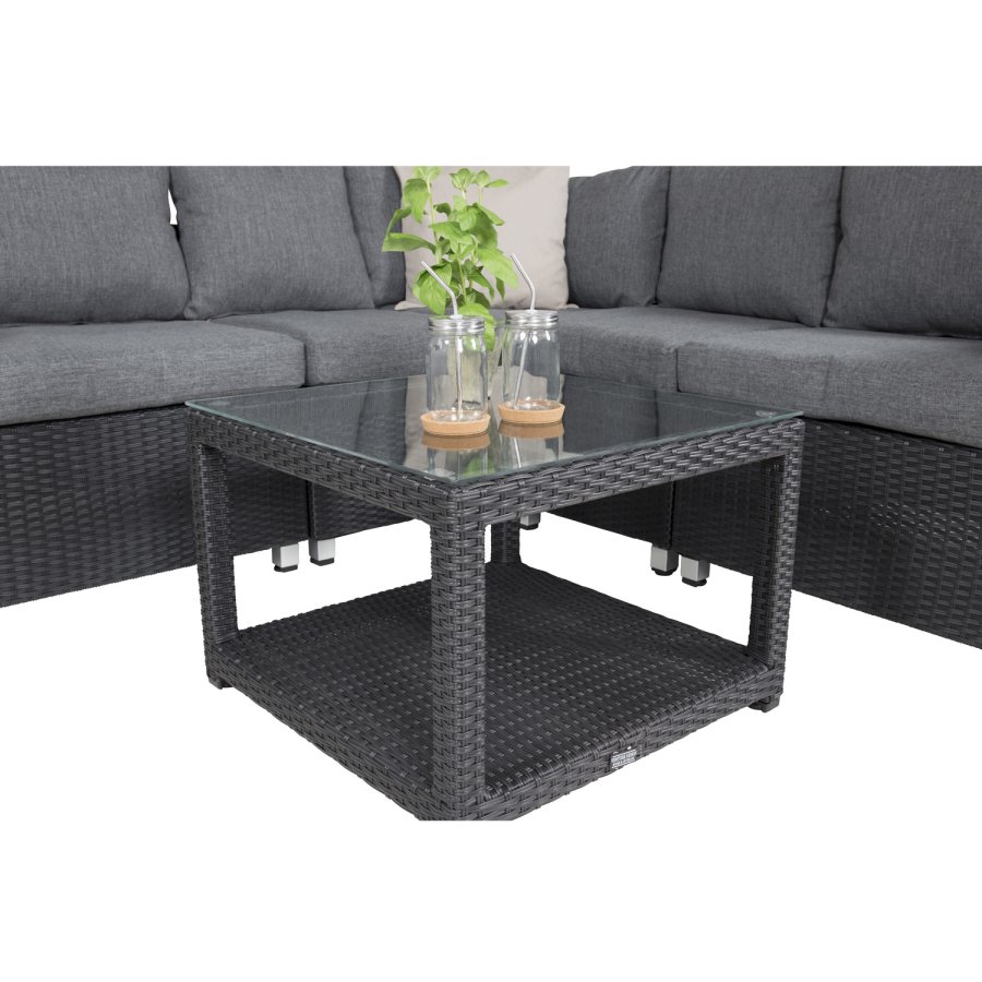 VENTURE DESIGN Vamos modul sofast - gr hynder, glas, sort polyrattan og aluminium
