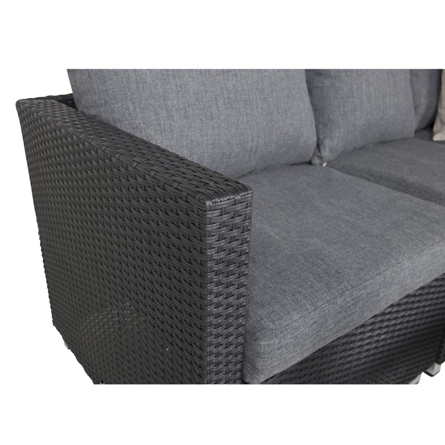 VENTURE DESIGN Vamos modul sofast - gr hynder, glas, sort polyrattan og aluminium