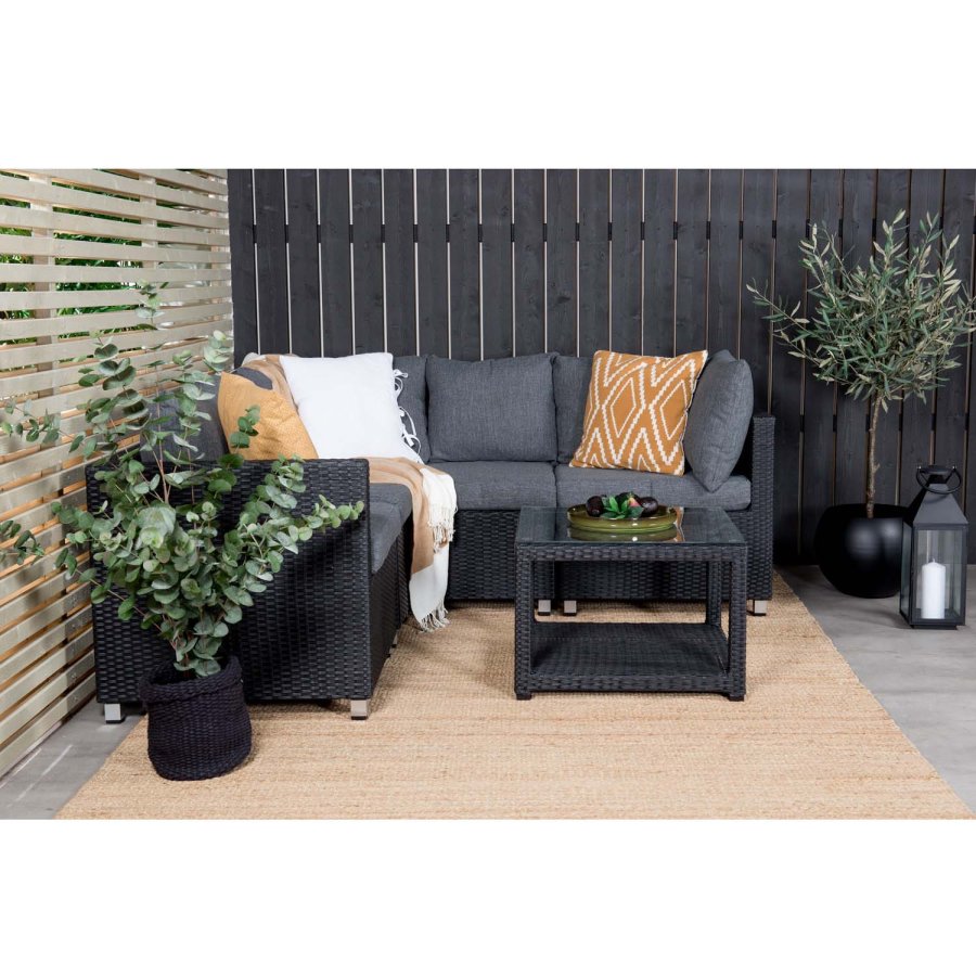 VENTURE DESIGN Vamos modul sofast - gr hynder, glas, sort polyrattan og aluminium