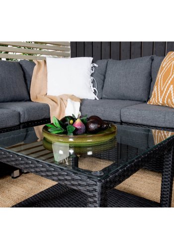 VENTURE DESIGN Vamos modul sofast - gr hynder, glas, sort polyrattan og aluminium